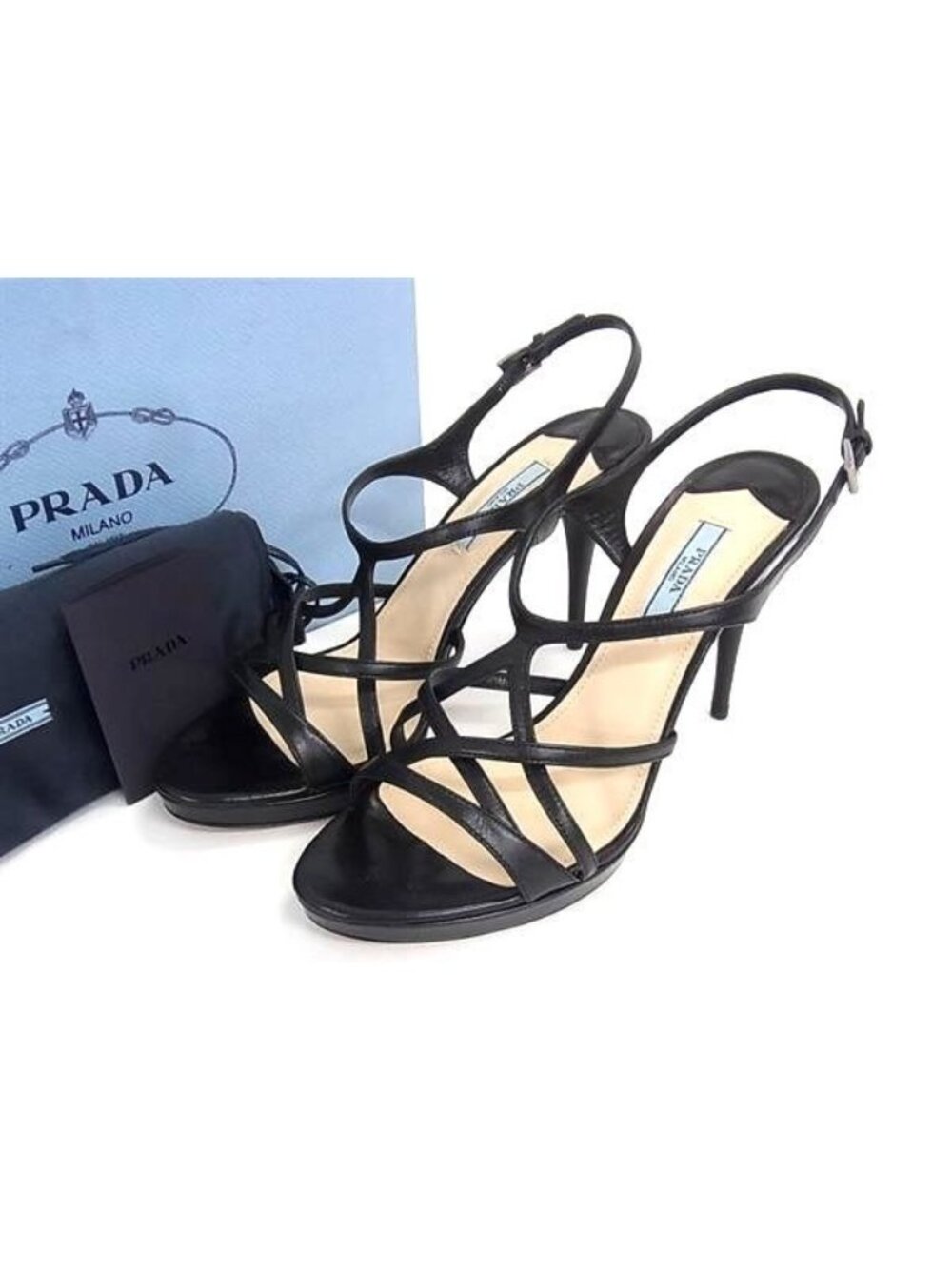 Prada Leather High Heels Shoes Black